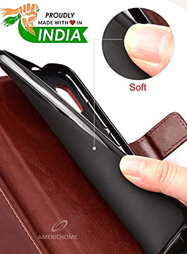 Image of Inside Rubber TPU with Card Pockets Magnetic Closure Protection Compatible with Realme C25, RMX3193 (Black)