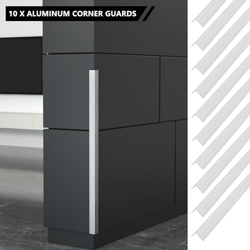 Image of 10pcs 48 inch L*1.42 inch W Aluminum Self-Adhesive Wall Corner Protectors, Wall Furniture Bumper, Safety Baby Proofing Corner Cushion Table Edge, Wide Coverage and Easy to Install - Silver