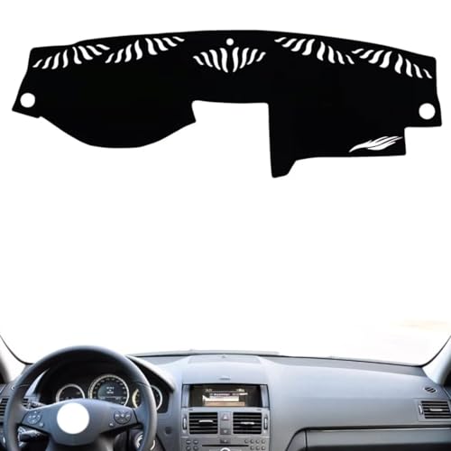 leather dash board cover mat Compatible with Mercedes C Class 2008-2010 ，dashboard cover(Black)