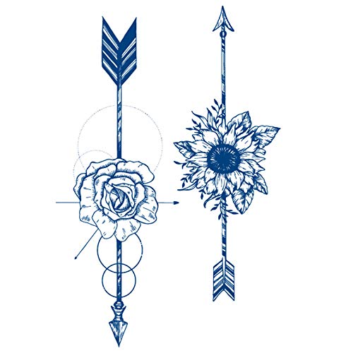 Semi permanent plant temporary tattoo stickers, lines / flowers / stars / Floral butterfly dark temporary tattoo stickers, suitable for adults, girls and boys, lasting 1-2 weeks, natural fading (E)