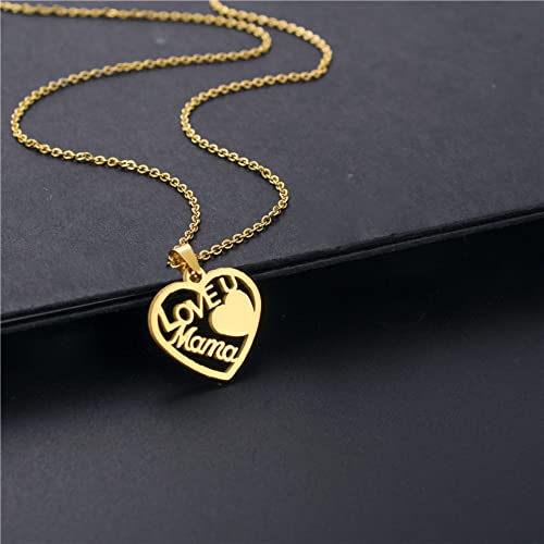 Poptopping Heart Pendant Necklace For Women Mother's Day Necklaces For Mom Mother Birthday Anniversary (Gold-Love U Mom) #TOP3