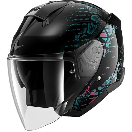 Casque moto jet Shark Skwal Jet Reptaia violet pailleté taille XS
