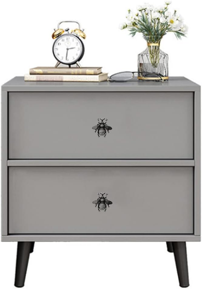 Bee Cabinet Knobs Furniture Door Handle Pull for Cupboard Dresser Bookcase Single Hole Knobs Home Kitchen Hardware Decoration 4 Pieces (Antique Pewter)