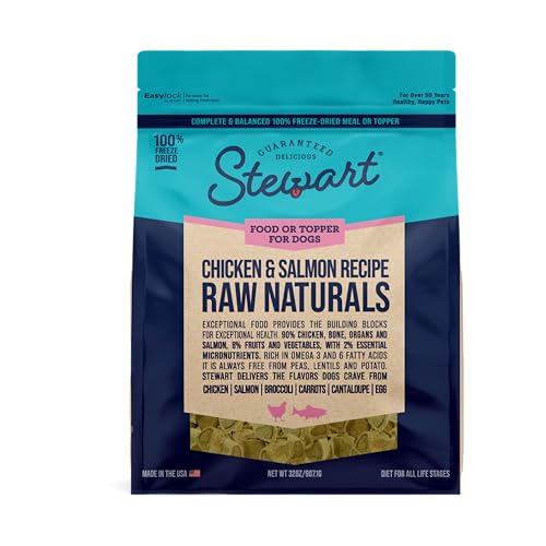 stewart raw naturals freeze dried raw dog food or meal topper chicken and salmon recipe 32 ounce bag complete and balanced nutrition