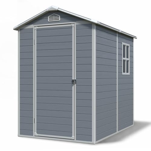 Gartenhaus Lönneberga 2,5m² Kunststoff | Polypropylen (PP) Geräteschuppen witterungsbeständig 124 x 191 x 167/199 cm (B x T x H) grau