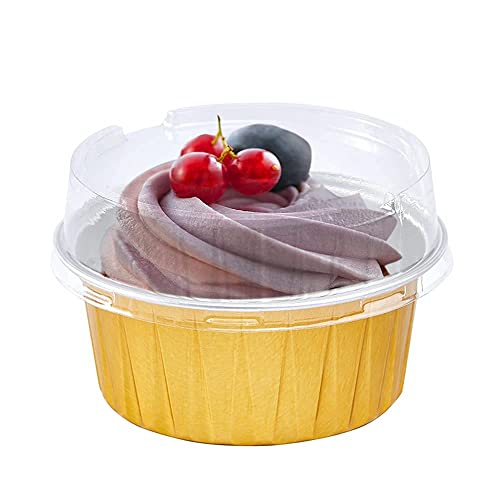 Cupcake Liners, Muffin Liners With Lids, 50 Cups And 60 Lids, Disposable Cupcake Wrappers For Baking, Aluminum Foil Baking Cups For Muffins, Cupcakes, Pudding Or Snacks #TOP5