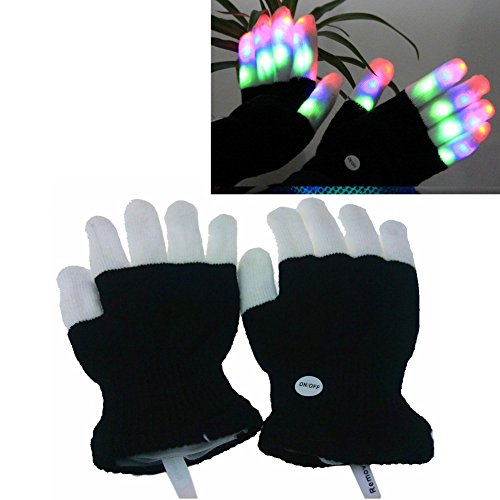 PowerLead G030 LED Raving Gloves Flashing Finger Lights 7 Colorful Rave Modes - Fun gift for children