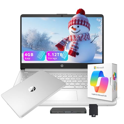 Image of HP Flagship 14" HD Student&Business Laptop with AI Copilot, 13th Gen Intel 4-Core, 4GB RAM, 1.12TB Storage (128GB UFS + 1TB Docking Station), 1 Year Office 365, Wi-Fi 6, Win 11 S, Natural Silver