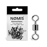 NØMIS Tönnchenwirbel zum Angeln | Starke Angelwirbel zum Spinnfischen | Verbindungswirbel zwischen Hauptschnur und Vorfach | schwarz | hohe Tragkraft 47kg | Diverse Größen (#6 | 30kg | 20 Pcs)