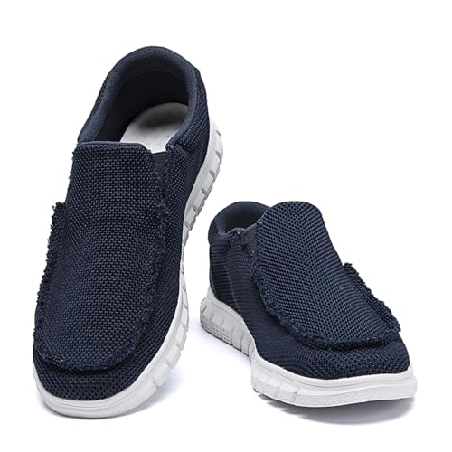Mens Slip on Loafers Boat Shoes Non Slip Walking Shoes Running Fashion Sneakers for Men Comfort Lightweight Breathable Casual Office Shoes Dark Blue 72