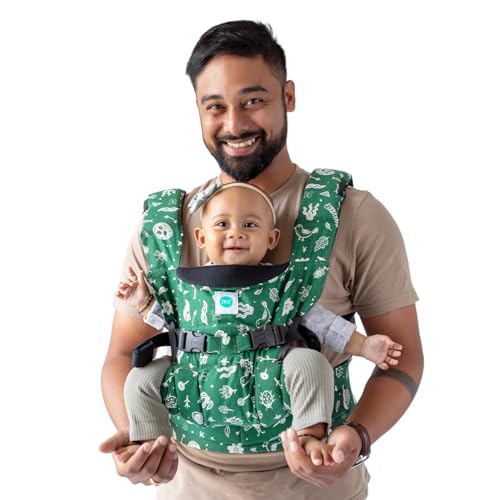 Image of SOULSLINGS 4-in-1 Lali Baby Carrier Bag - Forest | Compact & Lightweight (400g) | Adjustable for 0-24 Months (4-15kg) | Machine Washable & Handwashable | Breastfeeding Friendly