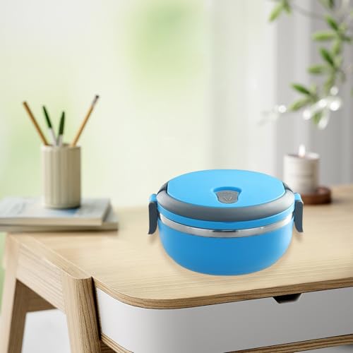 Gdfnmogo Boîte à déjeuner isotherme en acier inoxydable, 700 ml, récipient thermique rond avec coque extérieure en polypropylène et intérieur en acier inoxydable 304, pour étudiants et autres