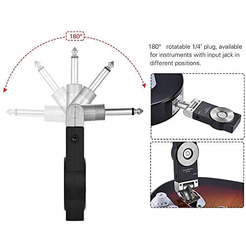Getaria 2.4GHZ Wireless Guitar System Transmitter Receiver for Electric Guitar Bass Violin with Rechargeable Battery