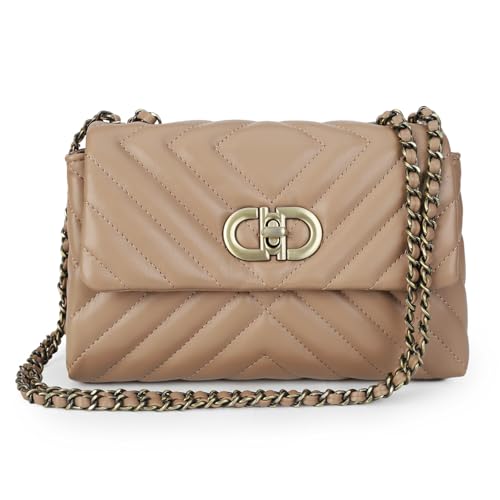 GLITZALL Small Quilted Crossbody Bag for Women Trendy Designer Shoulder Purse and Handbags with Chain Strap