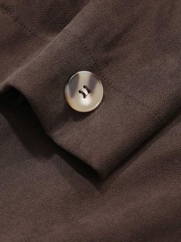 Chic Brown Womens Fall Winter Jacket: Loose Long Sleeve Pocket Belted Trench Coat (Medium) - Image 7