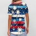 4Th of July Scrub for Women Fashion Flag Printed V Neck Short Sleeve Patriotic T Shirt with Pockets Turquoise 5XL