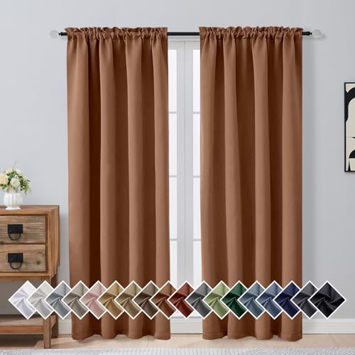 Image of Sun Baked Blackout Curtains for Bedroom 72 Inch Length 2 Panels Set, Solid Thermal Insulated Energy Saving Window Curtains for Living Room, Dual Rod Pocket Window Drapes, 2x40Wx72L Inches