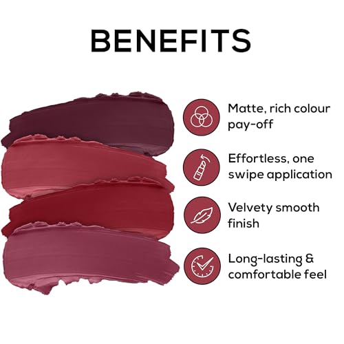 Image of RENEE Very Matte Pack of 4 Matte Lipsticks - Berries, Intense Color Pay Off, Full Coverage, Long Lasting & Weightless, Easy Glide Formula With Velvety Finish, Suitable for All Occasion & Gifting