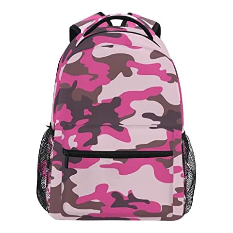 SUABO Laptop Backpack, Camo Pink Computer Bag Book Bag Travel Hiking Camping Daypack Cover