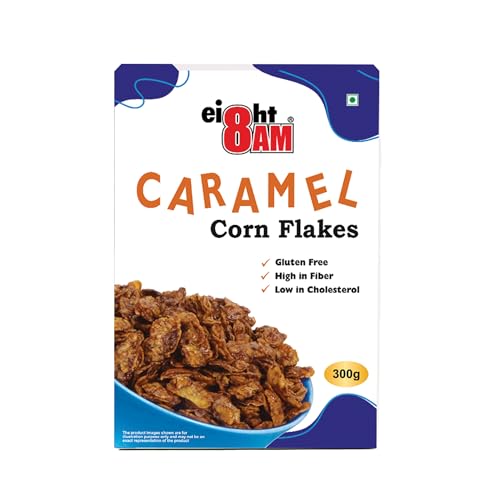 Image of 8AM Corn Flakes Caramel 300 Gram, No Cholesterol, Trans Fat, Artificial Additives, Source Of Fiber, Contains Iron & Zinc, Crunchy & Nutritious Whole Grain Breakfast Cereal