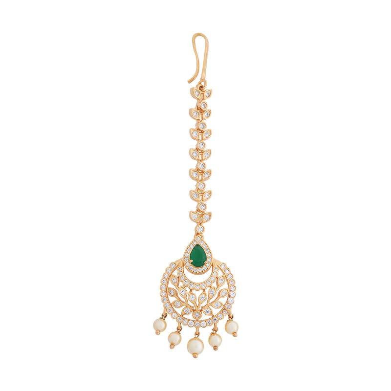 Green Gold Plated Ethnic Zircon Tikka - 422855-image-44