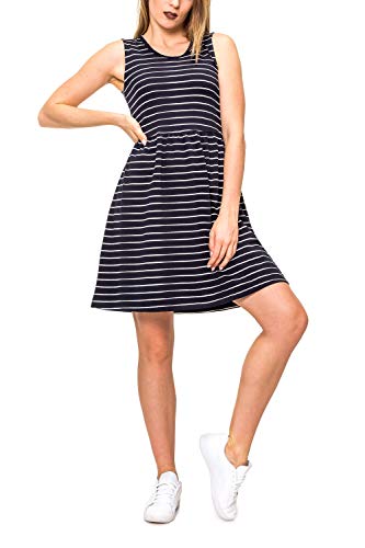 Preisvergleich Produktbild Hailys Damen Jerseykleid mit Print Skater Kleid (S, Navy / Stripes)