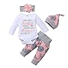 Baby Meisje Bloemen Outfits Set Lange Mouw Romper Broek Hoed Bijpassende Bloem Hoofdband 4 STKS Kleding Set