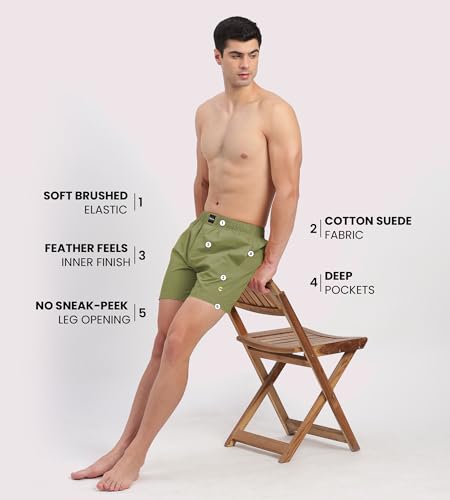 Image of Freecultr Cotton Boxer Shorts for Men Dual Pockets Moisture Wicking Microfibre | Pack of 1 | Regular Fit | Breathable & Comfortable Half Short Pants Ultrasoft Waistband