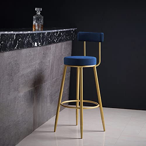 Tabouret de bar velours stable avec dossier ergonomique de café - 3
