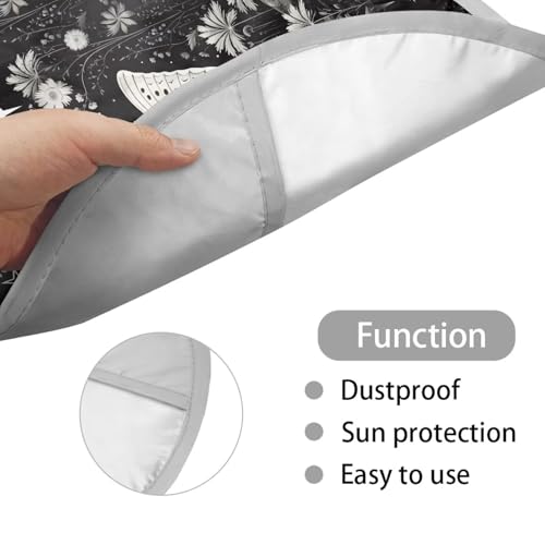 Image of Gothic Butterfly Steering Wheel Sunshade Cover Universal Car Accessories Anti Heat Automotive Steering Wheel Heat Shield Cover Reflect UV Sun and Heat 17 inch for Car Truck SUV