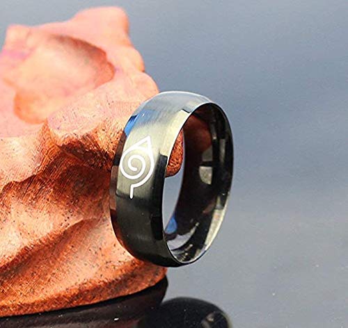 Godyce Anime Ring For Men Size 7-12 - 8Mm Wide Black Stainless Steel (7) #TOP3
