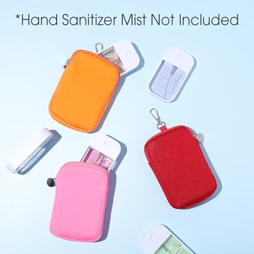 Image of Halloscume 3 Pcs Hand Sanitizer Spray Case Hand Sanitizer Holder Zippered Pouch, Fashion Accessory with Snap Hook, 3 Colors Protective Case with Keychain for Power Mist 1FL OZ(Pink, Orange,Red)