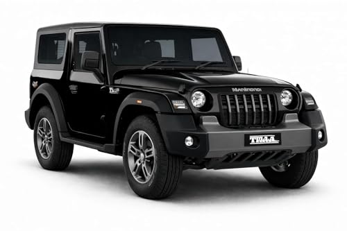 Image of 1:32 Scale Premium Die-Cast Metal 4x4 Tharr /Rock Toy Car with Pull-Back Action Openable Doors | Realistic Mini SUV Model for Kids 2+ Years for Boys & Girls Birthday Gift(Black)