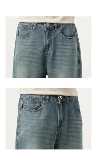 Men's Striped Straight Jeans, Y2K Solid Color Thin Mid-Waist Loose Casual Jeans3