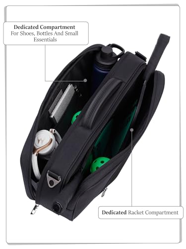 Image of FUR JADEN The Gameface Padel & Pickleball Structured Sport Bag Cum Gym Bag I Dedicated Compartment for Rackets I Separate Compartment for Shoes /Towel I Detachable Shoulder Strap I Structured Design