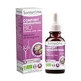 Santarome - Confort Pré-menstruel Bio - Complément alimentaire douleurs pré-menstruelles - Macérat de bourgeons - Gemmothérapie - Framboisier, Airelle Chêne - Flacon 30ml - Made In France