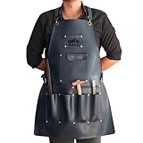 asrincodesigns Custom Workshop Tool Apron – Personalized Vegan Leather Work Apron with Multi Pockets – Handmade Craftsman Gear with Adjustable Straps – Ideal for Woodworkers, Makers & DIY Projects
