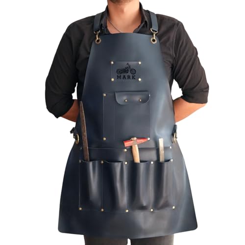 Custom Workshop Tool Apron – Personalized Vegan Leather Work Apron with Multi Pockets – Handmade Craftsman Gear with Adjustable Straps – Ideal for Woodworkers, Makers & DIY Projects