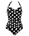 1950s Retro Black Vintage One Piece Monokini White Polka Swimsuits Swimwear 5XL(FBA)