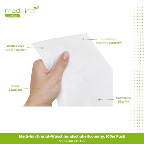 Medi-Inn Einmal-Waschhandschuhe Economy, 15 x 22 cm, 100er Pack (1 x 100 Stück) – Ansicht 3