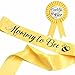 PATICARRY NEWHAPPYLAND Baby Shower Party Gender Reveal Yellow Sash for Mom to Be & Dad to Be Pin Tinplate Badge Button New Dad Party Gifts Welcome Baby Sash for Baby Shower Decorations