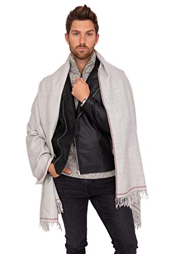 likemary - Mens Wool Scarf - Winter Scarf for Men - Oversize Scarf Merino Wool - Travel Blanket Scarf Mens - Meditation Shawl - Ethical Gift - Shoreditch - Stone 100 x 200cm