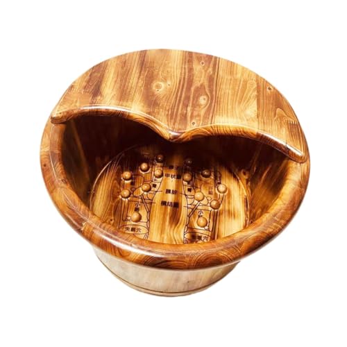 harayaa Remojar cuenca de pie masaje bañera de madera bañera de madera cubo de spa cuenca de spa cubo de remojo para regalos de hotel adultos en casa, 30cmx37cm