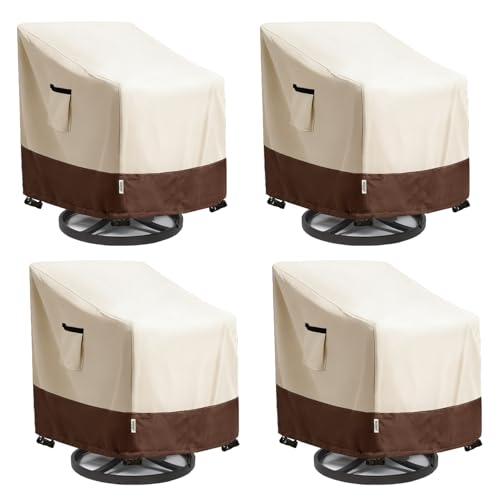 Hadisi Patio Chair Covers for Outdoor Furniture Waterproof 4 Pack, Heavy Duty Waterproof Outdoor Swivel Chair Cover (30"W x34"D x36"H - Beige)