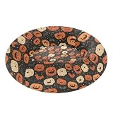 Yasala Halloween Calming Donut Dog Bed Halloween Pumpkins Bats Black Design, 22" Washable Pet Lounger with Removable Cover, Cozy Cushion Comfort Nest for Medium Dogs
