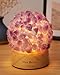 Produktbild Nice Dream Natürlicher Amethyst Lampe mit Holzsockel, Heil Kristall Nachtlicht für Meditation, Yoga, Reiki Heil, Kristalllicht Schlafzimmer Dekor Geschenk für Frauen und Mädchen