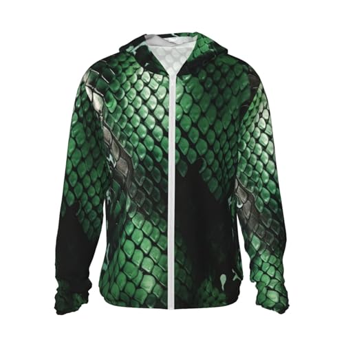 Men's UPF 50+ Light Jacket Green Snakeskin Sun Protection Hoodie Long Sleeve Sun Shirts for Women