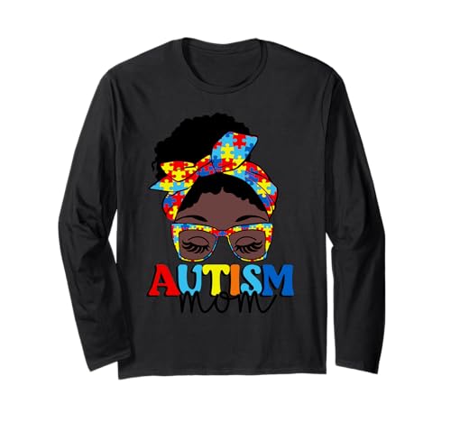 Autism Mom Life Messy Bun Autism Awareness Manga Larga