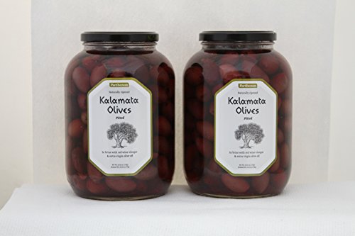 parthenon company - Parthenon Pitted Kalamata Olives in Brine with Red Wine Vinegar & Extra Virgin Olive Oil , 2- 53 oz Pack