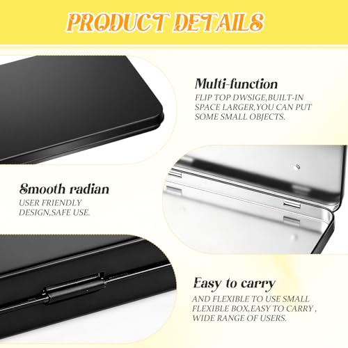 Image of Geiserailie 20 Pack Rectangular Metal Tin Box with Lid Metal Hinged Lid Tin Mini Paint Storage Box Empty Container Storage for Watercolor Jewelry Pen Candy Craft Organizer 7.0 x 4.2 x 0.6'' (Black)